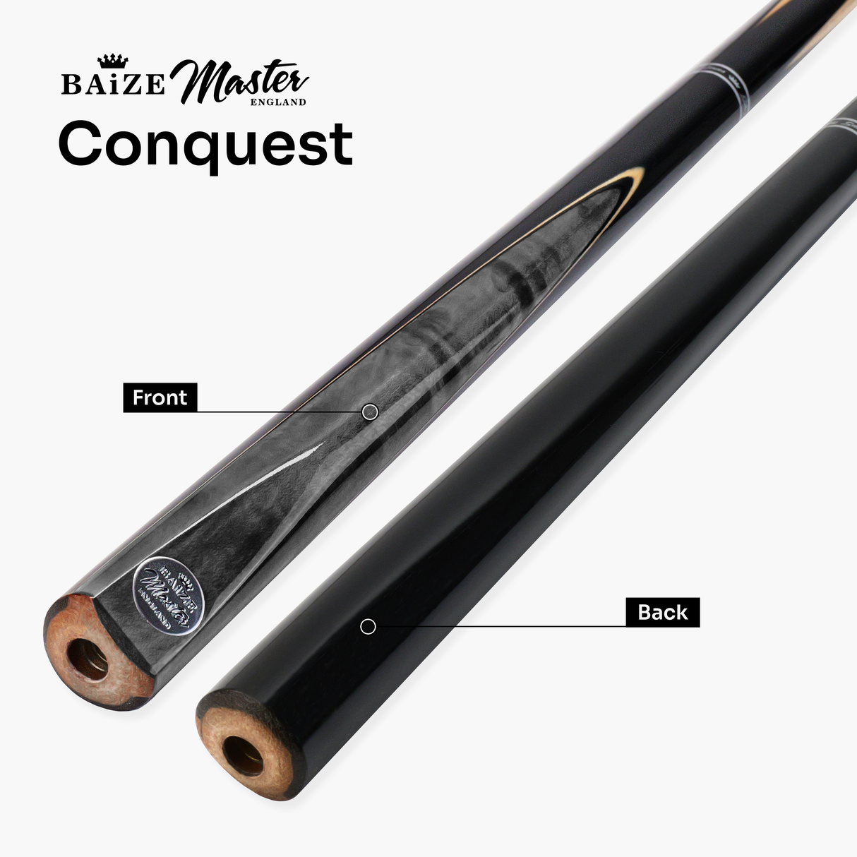 Baize Master CONQUEST 52 Inch 2 Piece Junior Snooker Pool Cue with 9.5mm Tip