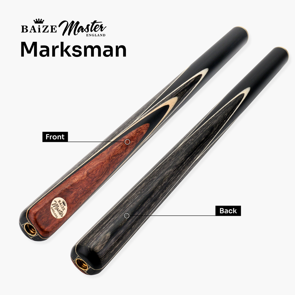 Baize Master Rosewood Marksman ¾ Joint English Pool Cue and Case Set with 8.5mm Baize Master Blue Pressed Tip