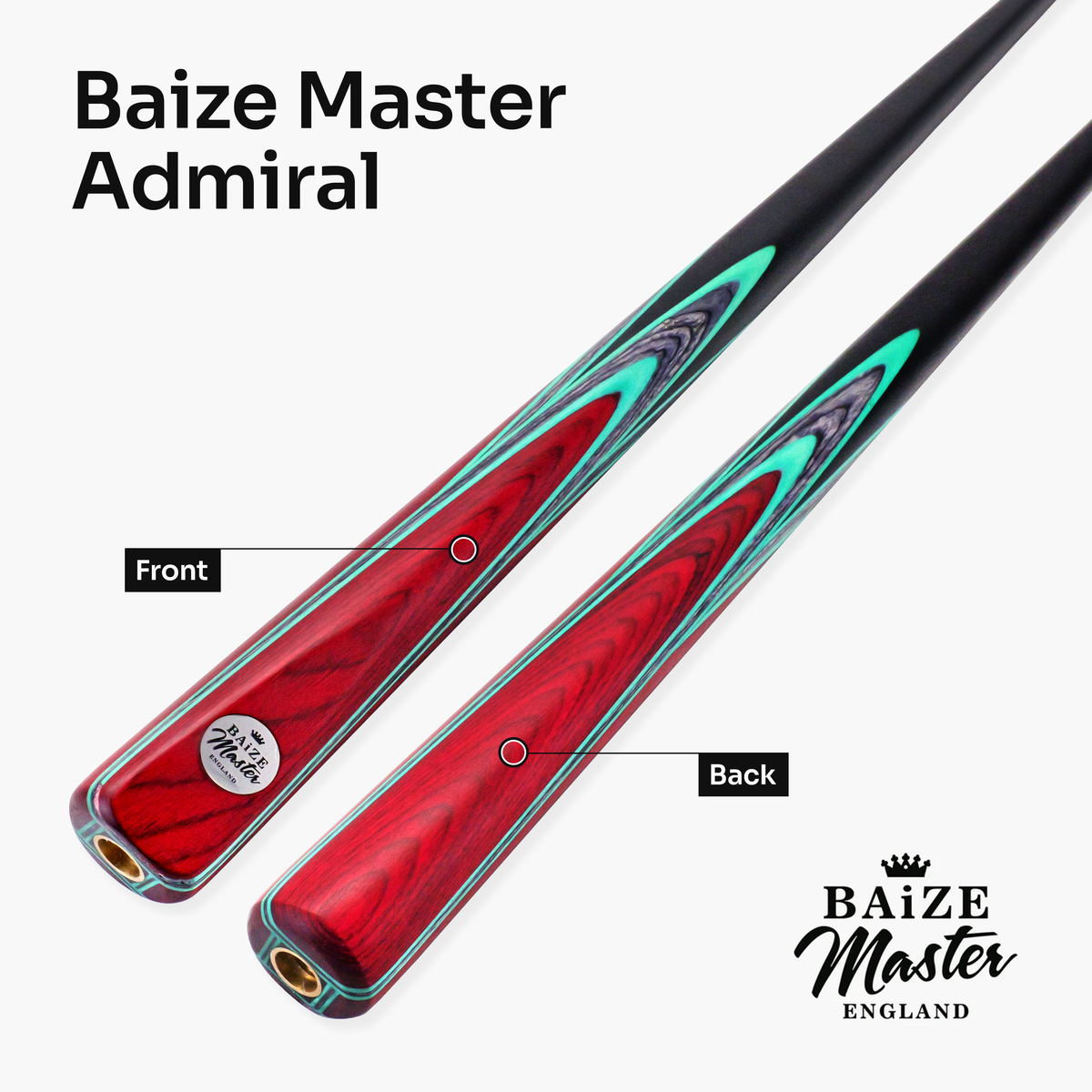 Baize Master Admiral 1 Piece English Pool Cue with 8.5mm Blue Pressed Tip