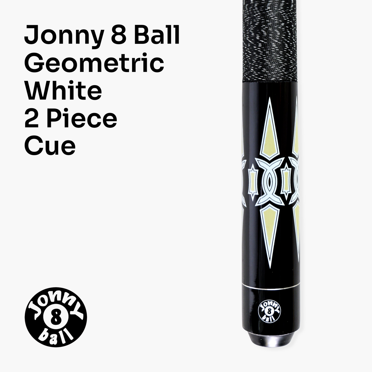 Jonny 8 Ball Geometric 57 Inch 2 Piece Snooker Pool Cue 10mm Tip