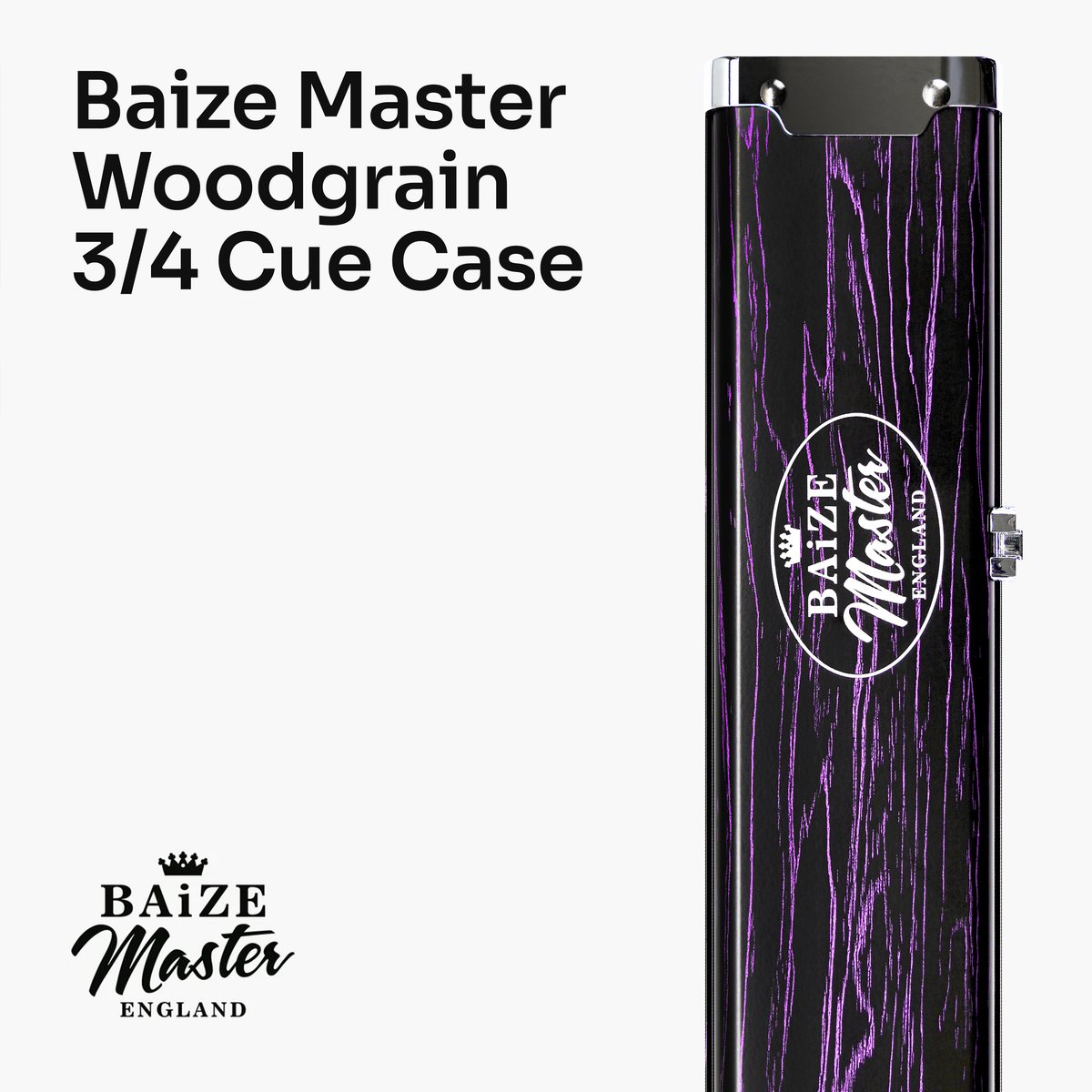 Baize Master Woodgrain 3/4 3 Slot Aluminium Snooker and Pool Cue Case - Holds 2 Cues + Extensions