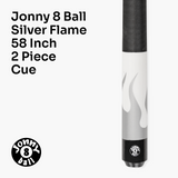 Jonny 8 Ball Flame 58" Maple Pool Snooker Cue with 11mm Tip and Heavy Duty Vinyl Soft Case