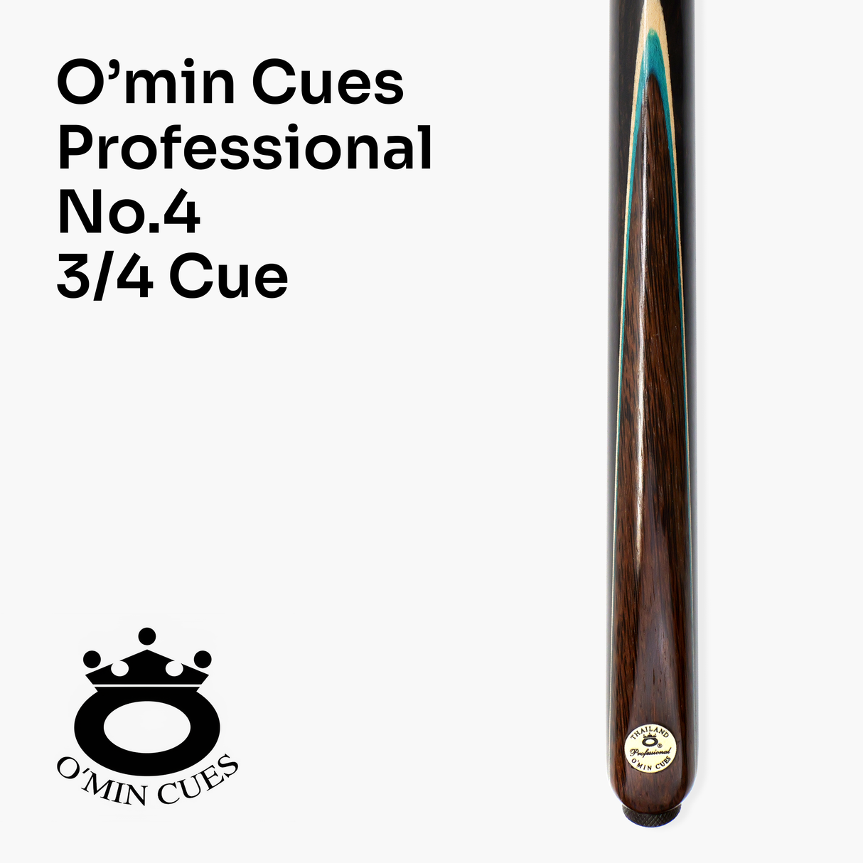 O'min Professional #4 3/4 Joint Snooker Cue with 9.75mm O'min Pro Tip