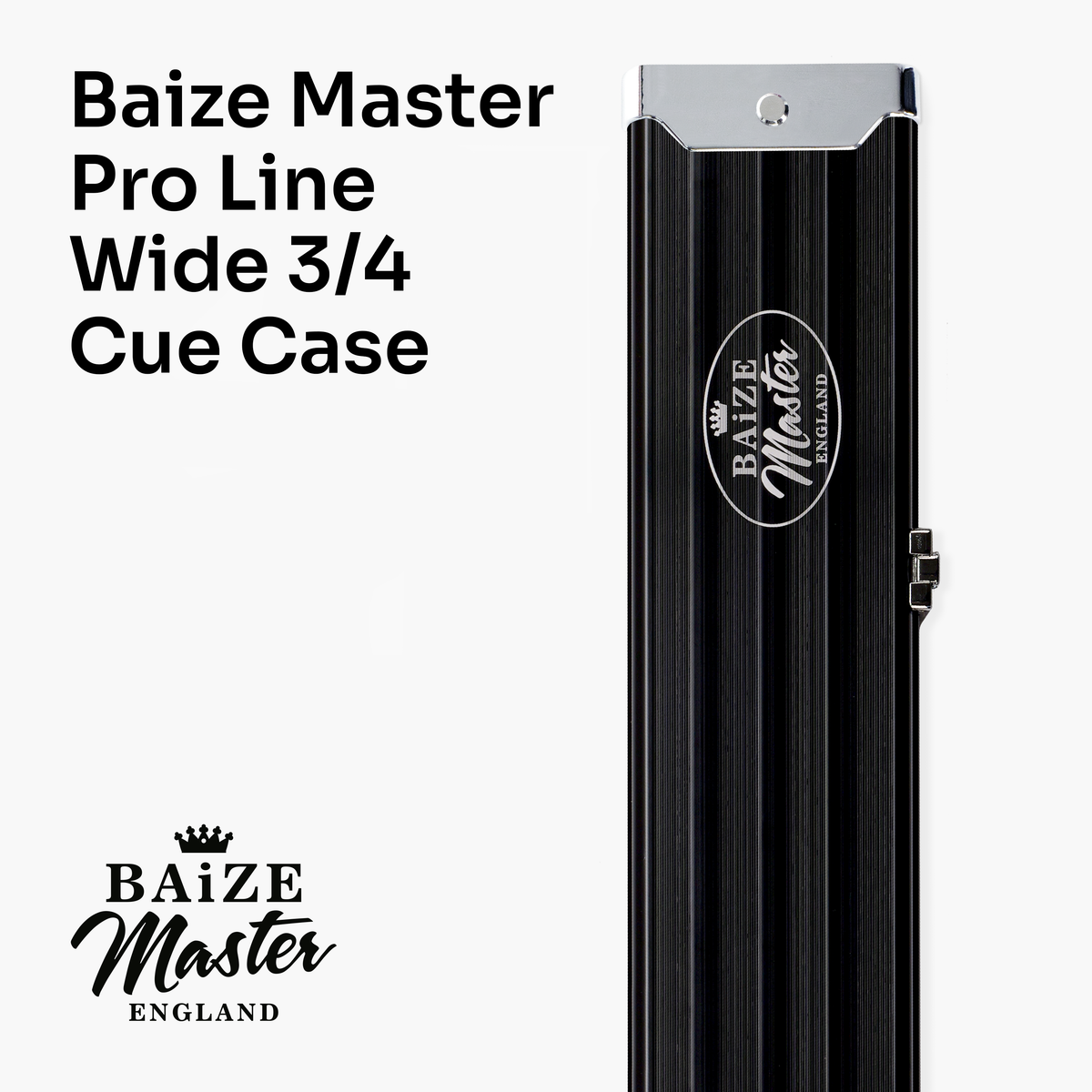 Baize Master Pro Line Wide 3/4 3 Slot Luxury Aluminium Snooker and Pool Cue Case - Holds 2 Cues