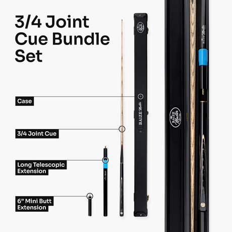 Baize Master Grey Centurion 3/4 Joint Snooker and Pool Cue and Case Set with 9.5mm Pro Impact Hybrid Tip Baize Master