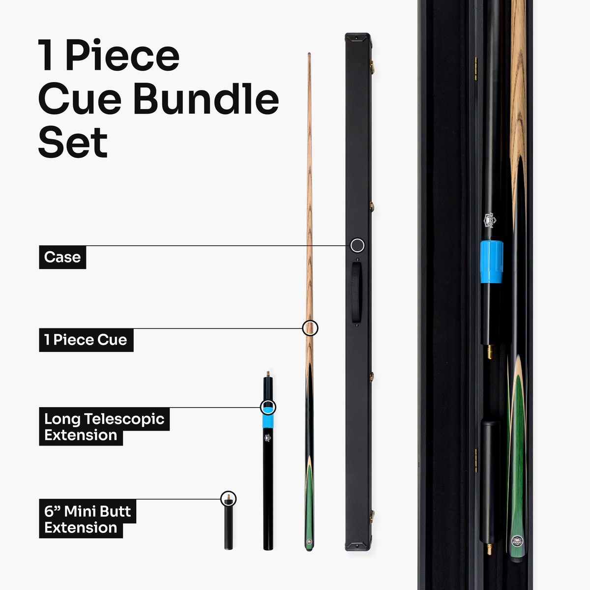 PRO147 Jester 1 Piece Snooker and Pool Cue and Case Set with 9.3mm Pro Tip