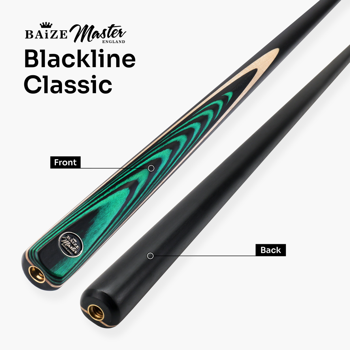 Baize Master BLACKLINE CLASSIC 2 Piece English Pool Cue and Case Set 8.5mm Pro Impact Tip