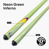 Jonny 8 Ball Inferno 2 Piece Graphite Fiberglass Cue and Case Set 9.5mm Green Layered Tip