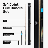 Baize Master Mint Centurion 3/4 Joint Snooker and Pool Cue and Case Set with 9.5mm Pro Impact Hybrid Tip Baize Master
