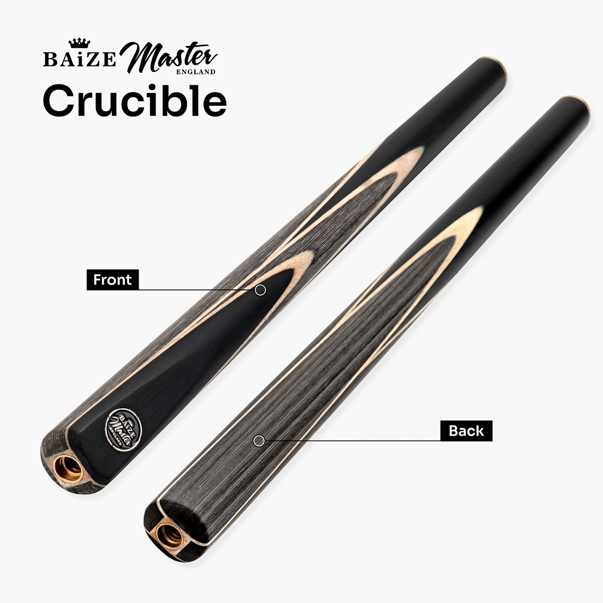 Baize Master 3/4 CRUCIBLE Hand Spliced 57 Inch Ash Snooker Pool Cue with 9.5mm Tip + Mini Butt Extension