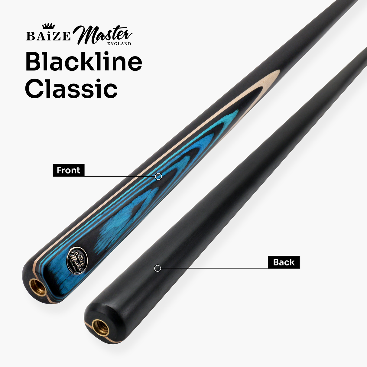 Baize Master BLACKLINE CLASSIC 2 Piece English Pool Cue and Case Set 8.5mm Pro Impact Tip