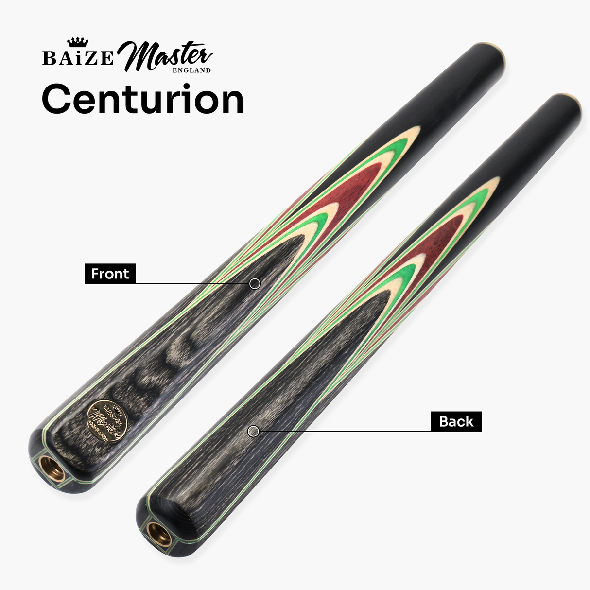 Baize Master Mint Centurion 58 Inch 3/4 Joint Hand Spliced Snooker and Pool Cue with 9.5mm Pro Impact Hybrid Tip Baize Master