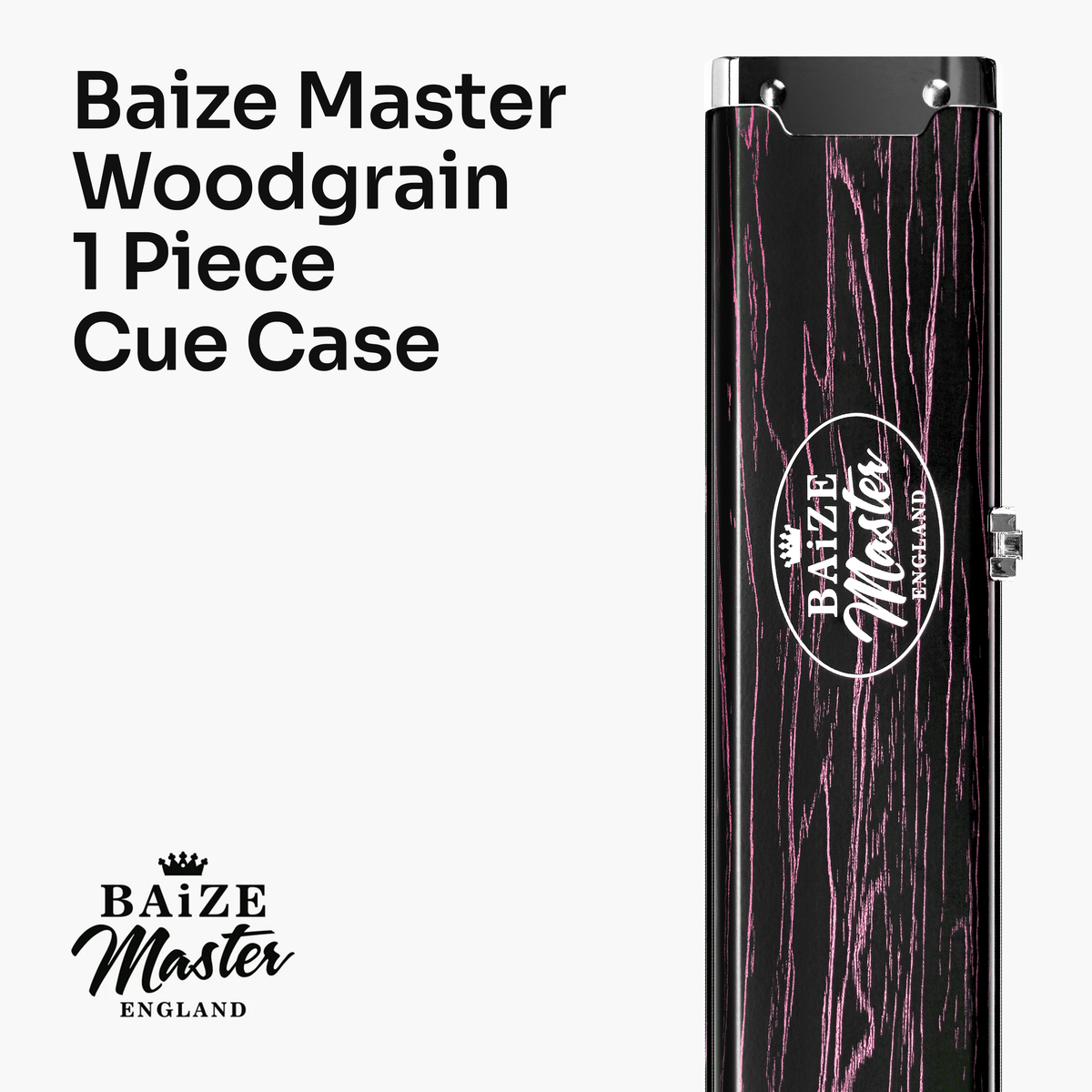 Baize Master Woodgrain 1 Piece 3 Slot Aluminium Snooker and Pool Cue Case - Holds 2 Cues + Extensions