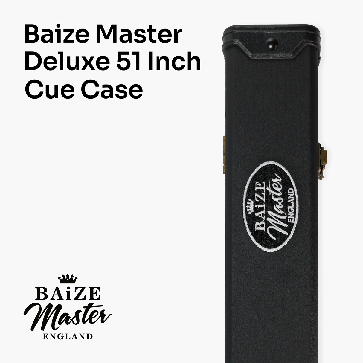 Baize Master Plain Black Deluxe Snooker and Pool Cue Case for 51 Inch Cues – Holds Two 1 Piece 51 Inch Cues