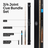 Baize Master Tiger Centurion 3/4 Joint Snooker and Pool Cue and Case Set with 9.5mm Pro Impact Hybrid Tip Baize Master