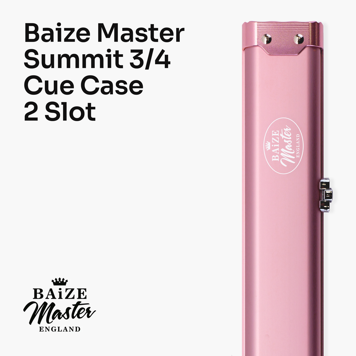 Baize Master Summit ¾ 2 Slot Luxury Aluminium Snooker and Pool Cue Case with Chunky Metal Ends – Holds 1 x ¾ Joint Cue + Extensions