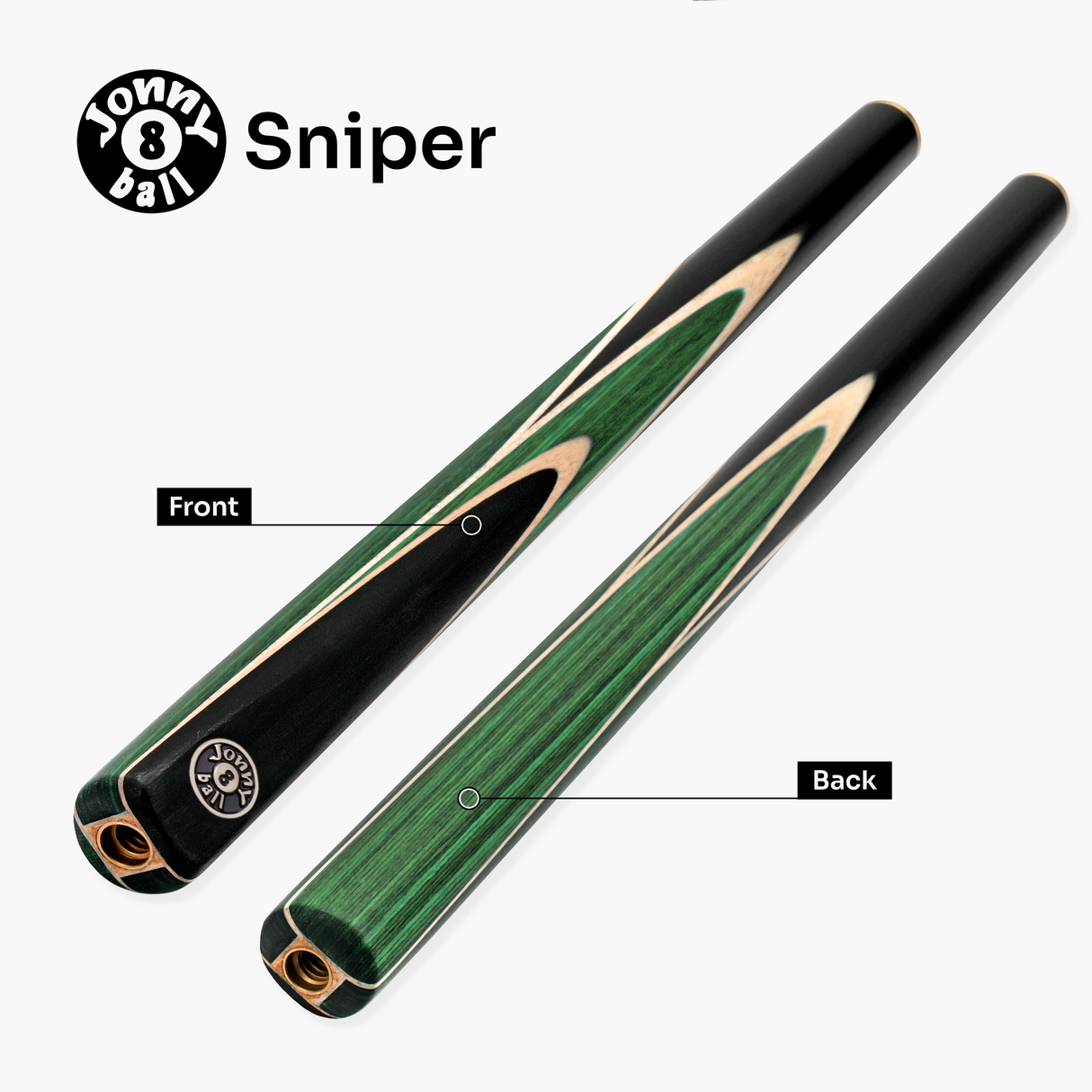 Jonny 8 Ball 3/4 SNIPER 57 Inch Ash English Pool Cue with 8mm Layered Pro Tip