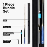 PRO147 Trident 1 Piece Snooker and Pool Cue and Case Set with 9.5mm Layered Tip