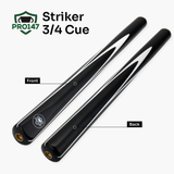 PRO147 Black & White STRIKER 57 Inch 3/4 Snooker Pool Cue with 9.5mm Tip - Mini Butt Included
