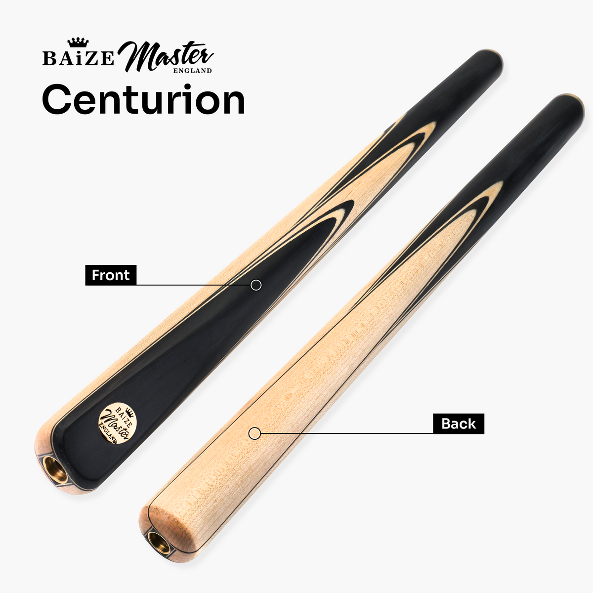 Baize Master Lunar Centurion 58 Inch 3/4 Joint Hand Spliced Snooker and Pool Cue with 9.5mm Pro Impact Hybrid Tip