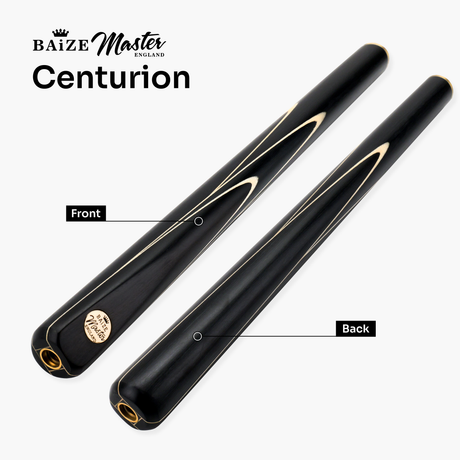 Baize Master Black Centurion 58 Inch 3/4 Joint Hand Spliced Snooker and Pool Cue with 9.5mm Pro Impact Hybrid Tip Baize Master