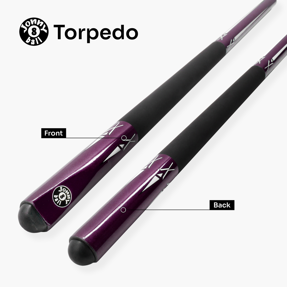 Jonny 8 Ball Purple Torpedo 48 Inch 2 Piece Junior Kids Snooker and Pool Cue 9.5mm Tip