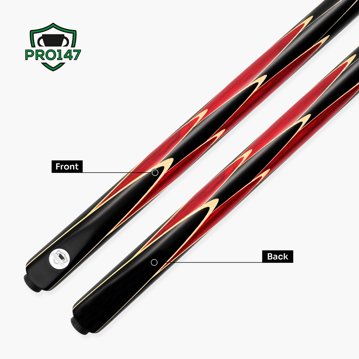 PRO147 Lancet 3/4 Joint Snooker and Pool Cue with 9.5mm Green Layered Tip