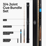 Baize Master Tiger Centurion 3/4 Joint Snooker and Pool Cue and Case Set with 9.5mm Pro Impact Hybrid Tip Baize Master