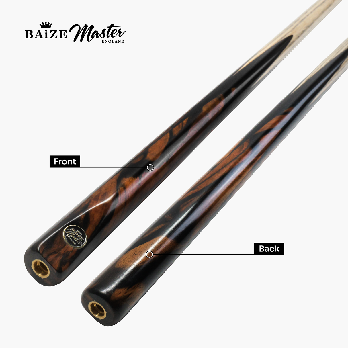 Baize Master Platinum Exotic Series Black Ivory One Piece Luxury English Pool Cue with 8mm Pro Impact Hybrid Tip