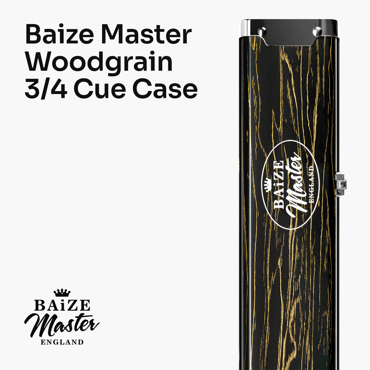Baize Master Woodgrain 3/4 3 Slot Aluminium Snooker and Pool Cue Case - Holds 2 Cues + Extensions