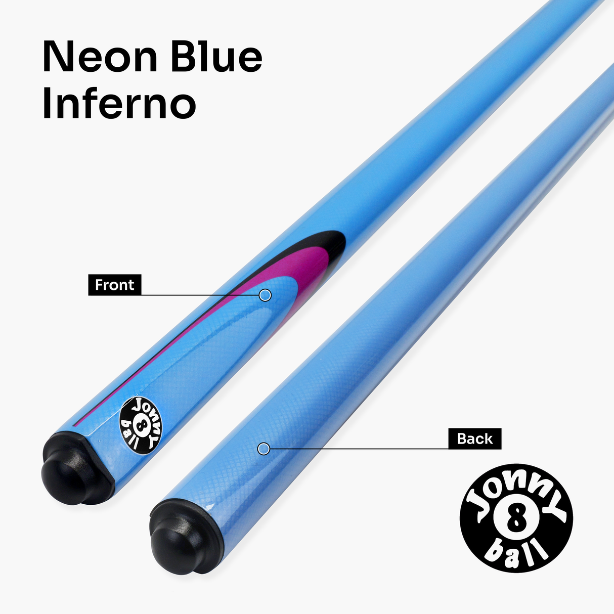 Jonny 8 Ball Inferno 2 Piece Graphite Fiberglass Cue and Case Set 9.5mm Green Layered Tip