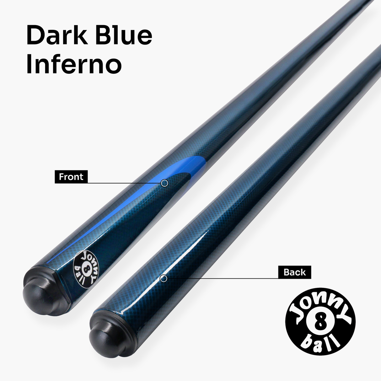 Jonny 8 Ball Inferno 2 Piece Graphite Fiberglass Snooker and Pool Cue 9.5mm Green Layered Tip