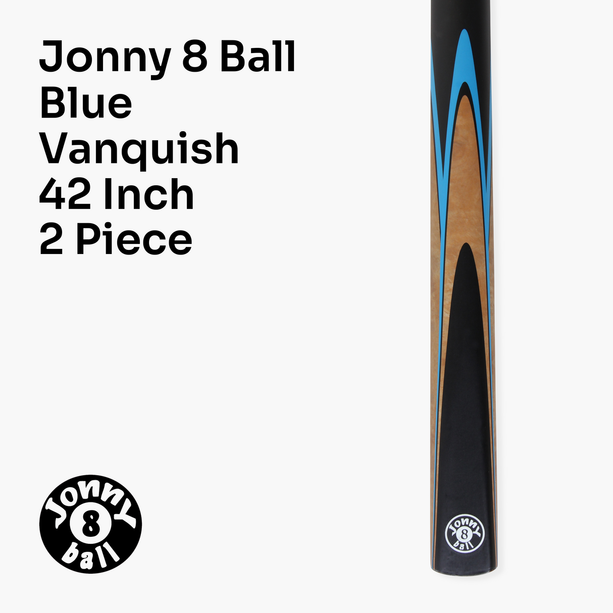 Jonny 8 Ball 42 Inch 2 Piece VANQUISH Junior Kids Snooker Pool Cue and unbranded SOFT CASE Set 10mm Tip Cue + Case