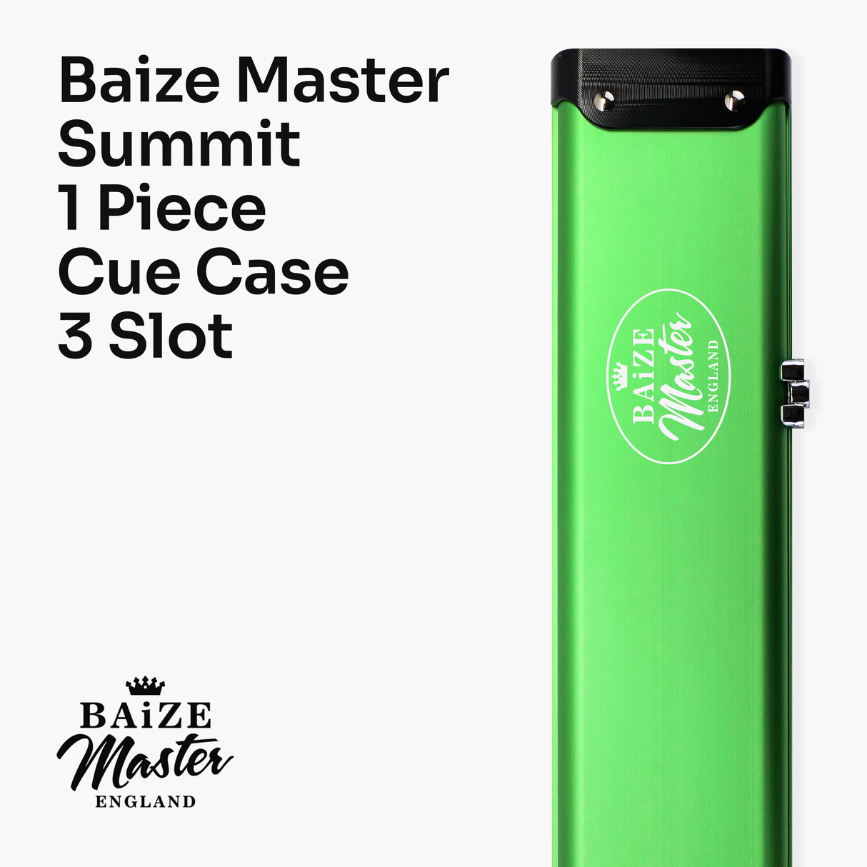 Baize Master Summit One Piece Three Slot Luxury Aluminium Snooker and Pool Cue Case with Chunky Metal Ends – Holds 3 x One Piece Cues