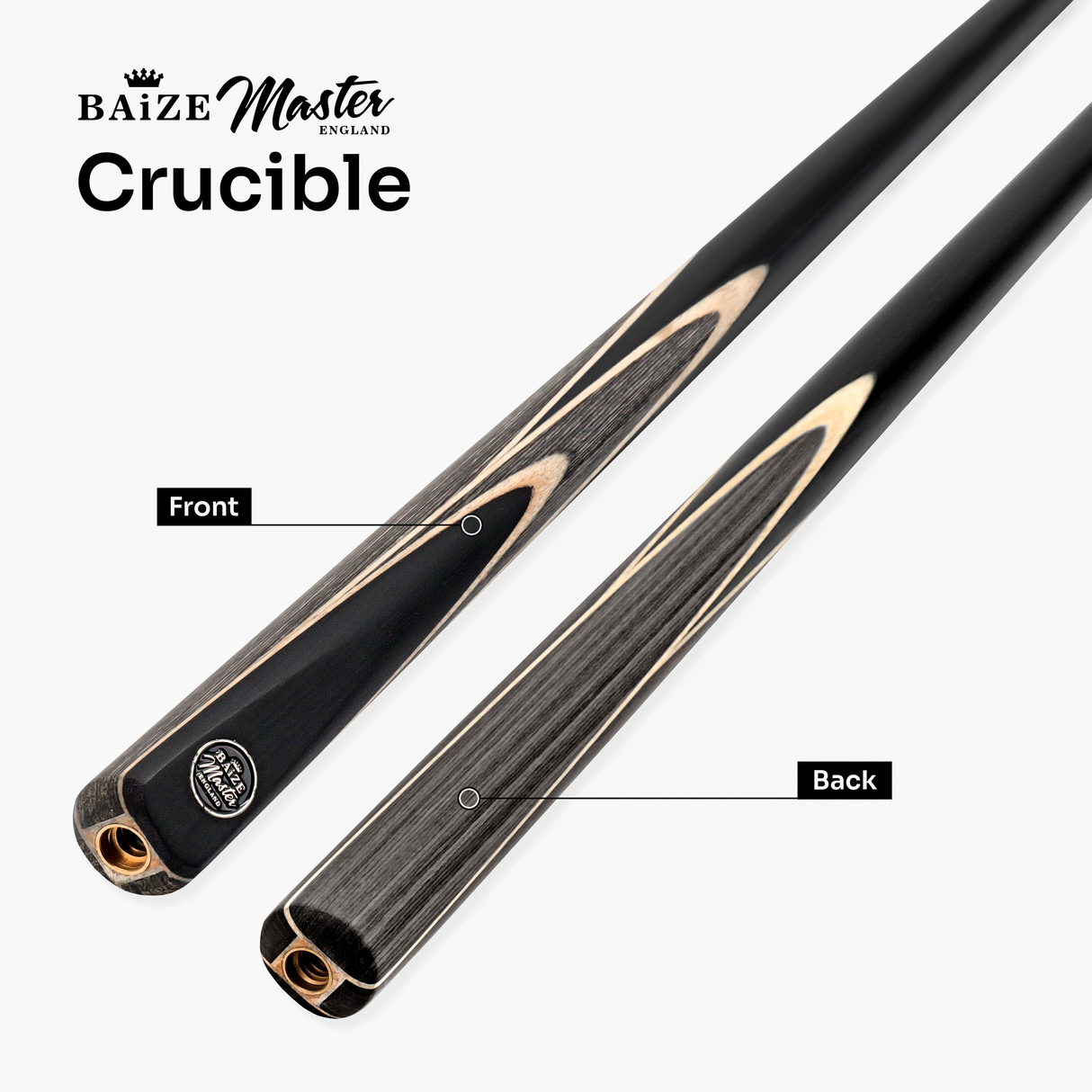 Baize Master CRUCIBLE 2 Piece Snooker and Pool Cue and Case Set with 9.5mm Red Layered Pro Tip