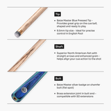 Baize Master Admiral ¾ Joint English Pool Cue with 8.5mm Blue Pressed Tip