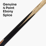Baize Master Black Label 57 Inch One Piece Hand Spliced Premium Ebony Butt English Pool Cue with 8mm Leather Tip