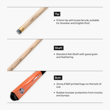 Jonny 8 Ball Orange Torpedo 48 Inch 2 Piece Junior Kids Snooker Pool Cue and Case Set 9.5mm Tip