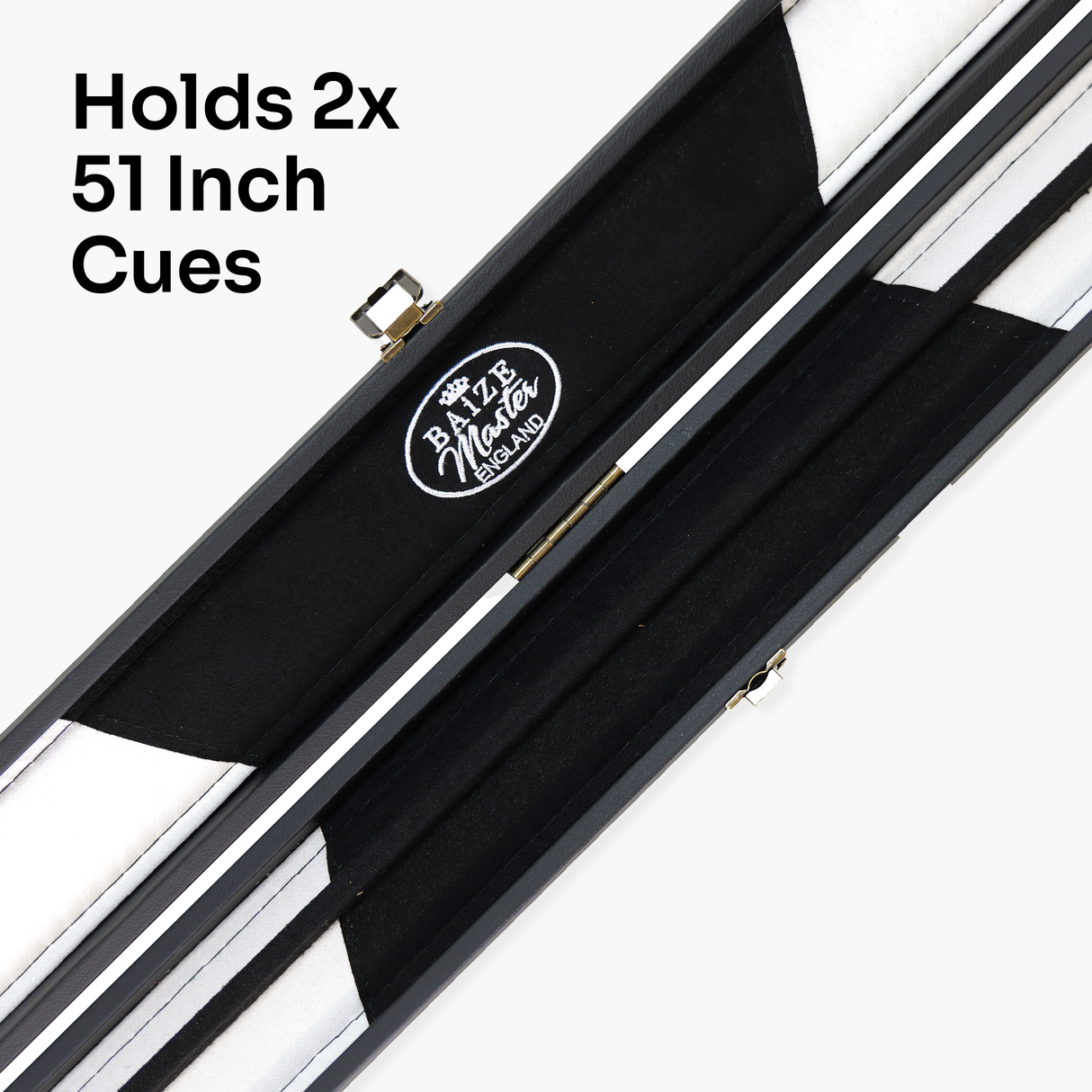 Baize Master Plain Black Deluxe Snooker and Pool Cue Case for 51 Inch Cues – Holds Two 1 Piece 51 Inch Cues