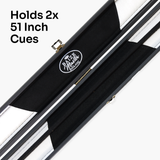 Baize Master Plain Black Deluxe Snooker and Pool Cue Case for 51 Inch Cues – Holds Two 1 Piece 51 Inch Cues
