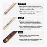 Baize Master Sapphire Marksman ¾ Joint English Pool Cue with 8.5mm Baize Master Blue Pressed Tip