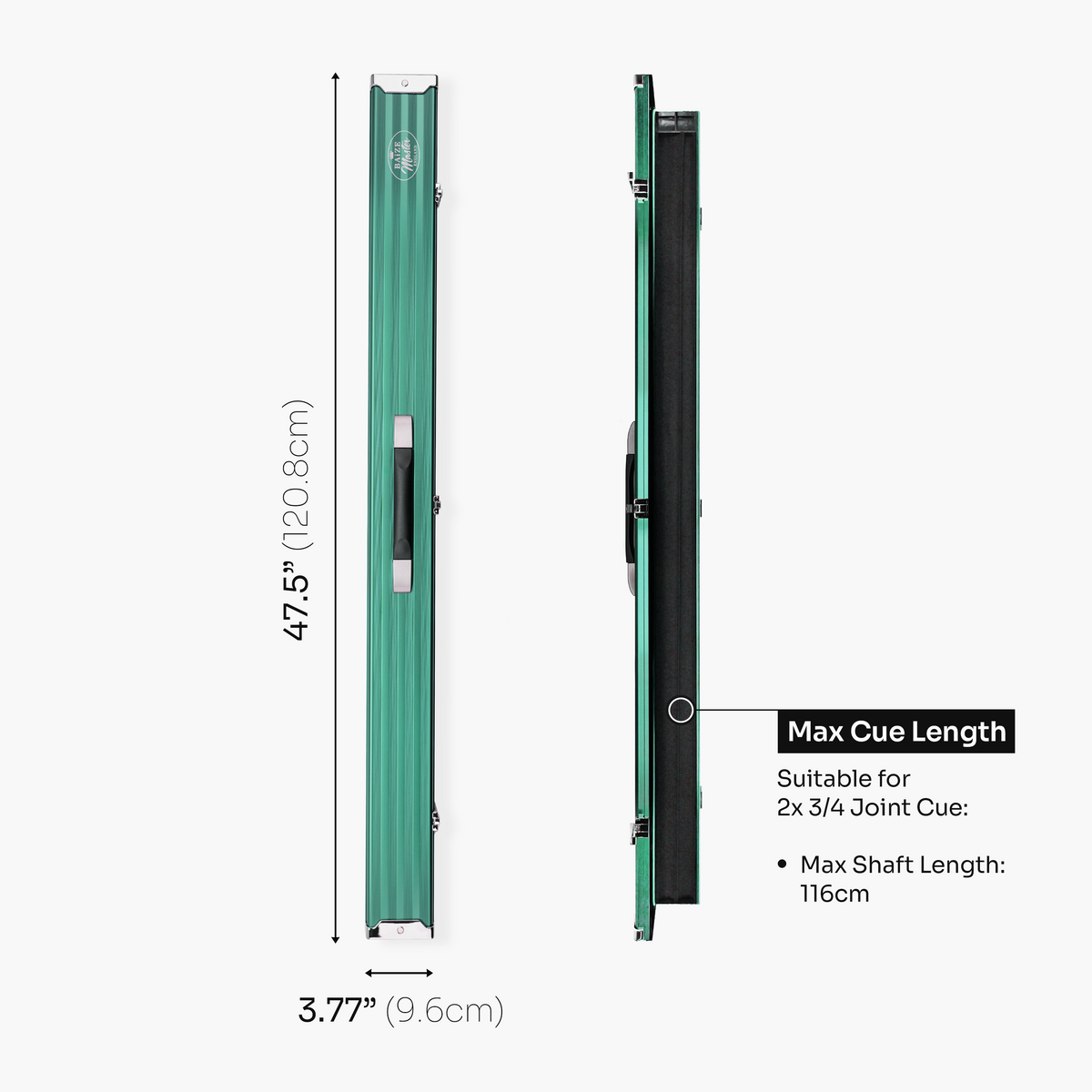 Baize Master Pro Line Wide 3/4 3 Slot Luxury Aluminium Snooker and Pool Cue Case - Holds 2 Cues