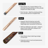 Baize Master Platinum Exotic Series Heirloom One Piece Luxury English Pool Cue with 8mm Pro Impact Hybrid Tip