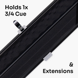 Baize Master Prestige 3/4 Luxury Snooker Pool Cue Case - Holds 1 x 3/4 Jointed Cue & Extensions