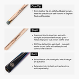 Baize Master Junior Marksman 52 Inch 3/4 Joint English Pool Cue with 9mm Tip