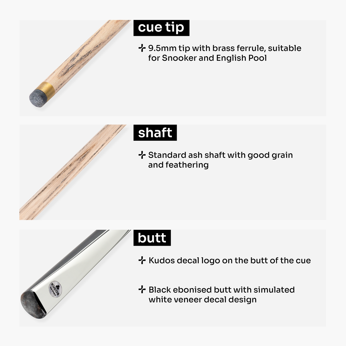 Kudos Pulse 57 Inch 2 Piece Heavyweight Snooker Pool Cue and Case Set 9.5mm Tip