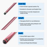 Jonny 8 Ball Inferno 2 Piece Graphite Fiberglass Cue and Case Set 9.5mm Green Layered Tip