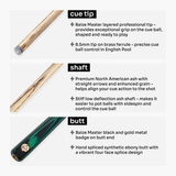 Baize Master Emerald Marksman ¾ Joint English Pool Cue and Case Set with 8.5mm Baize Master Pro Impact Hybrid Tip