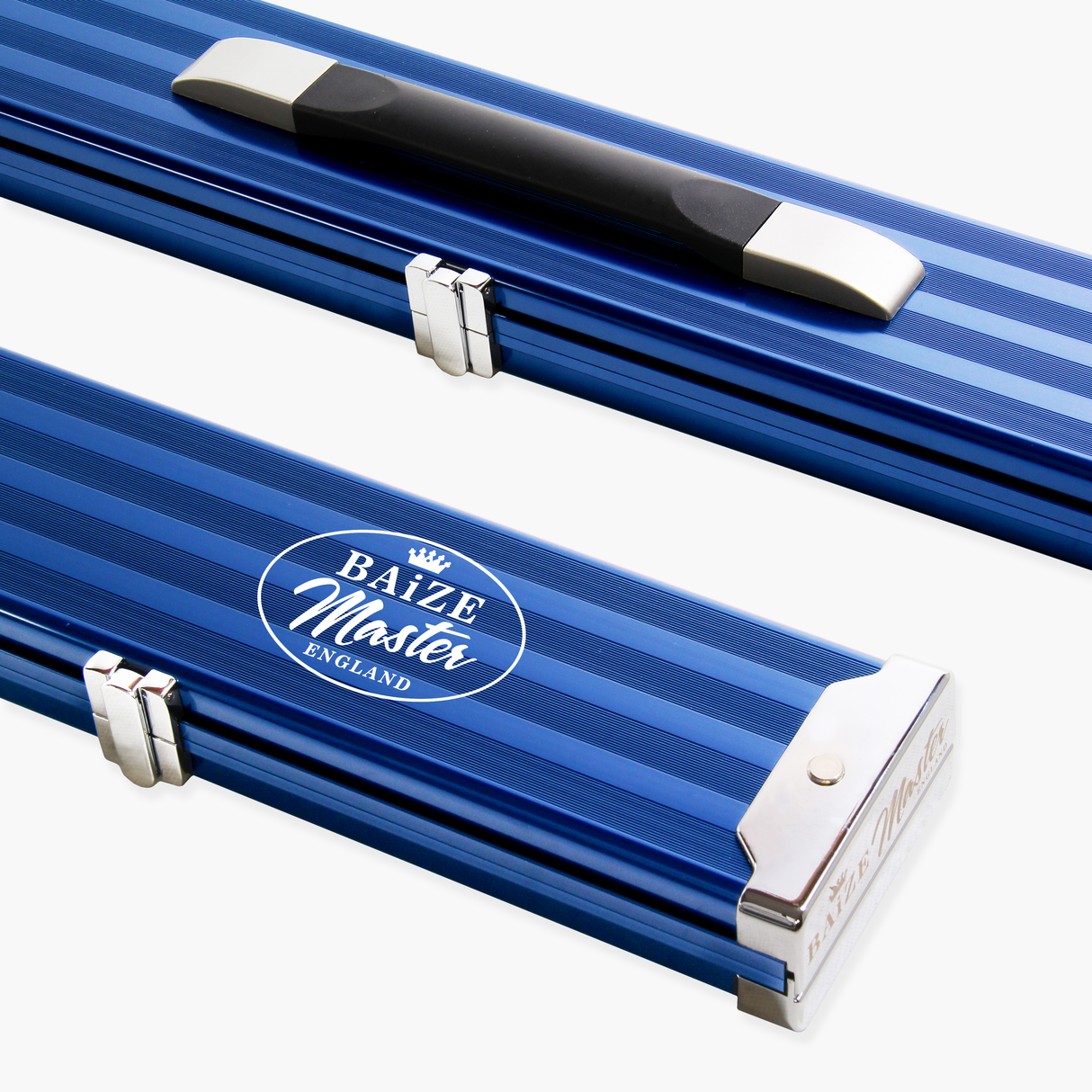 Baize Master WIDE BLUE 3/4 PRO LINE Aluminium Metal Ends Snooker Pool Cue Case - Holds 2 Cues