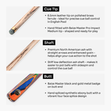 Baize Master Prism Marksman ¾ Joint English Pool Cue with 8.5mm Baize Master Pro Impact Hybrid Tip